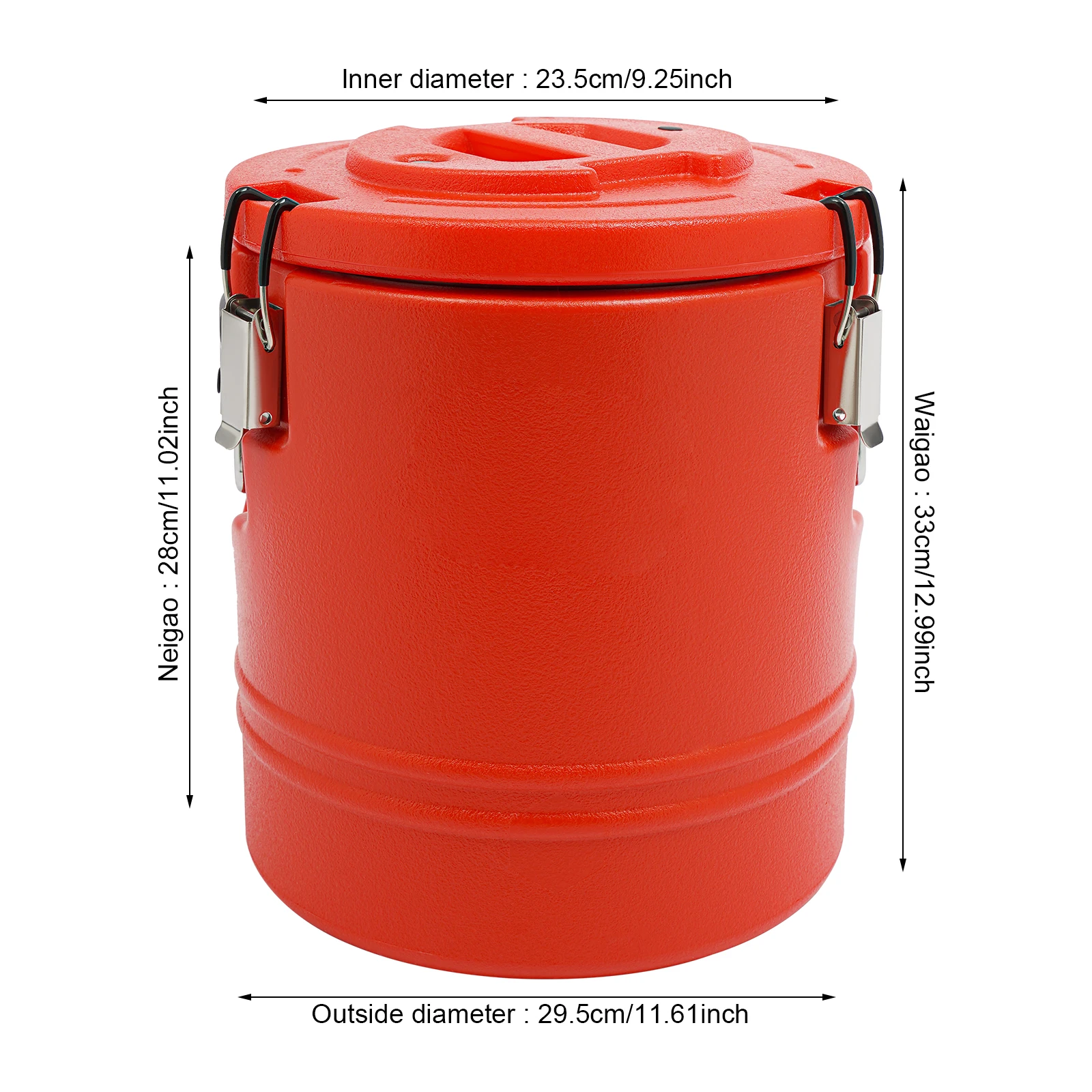 Roter 15L/13,62 QT moderner isolierter Eimer, isolierter Suppenbehälter mit Deckel