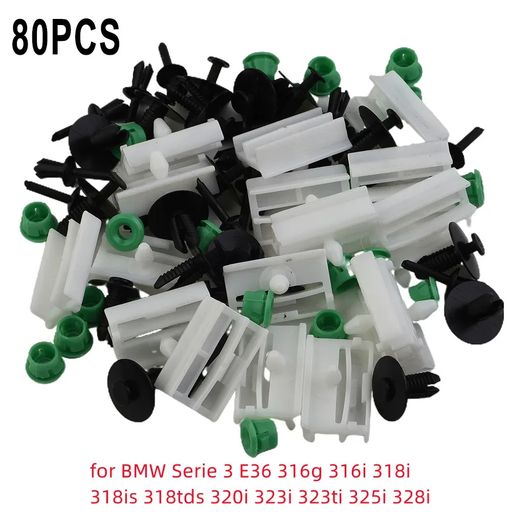 80Pcs Side Sill Skirt Clips Car Door Interior Dashboard Dash Trim Moulding Clips For BMW Serie 3 E36 316g 316i 318i 318is 318tds