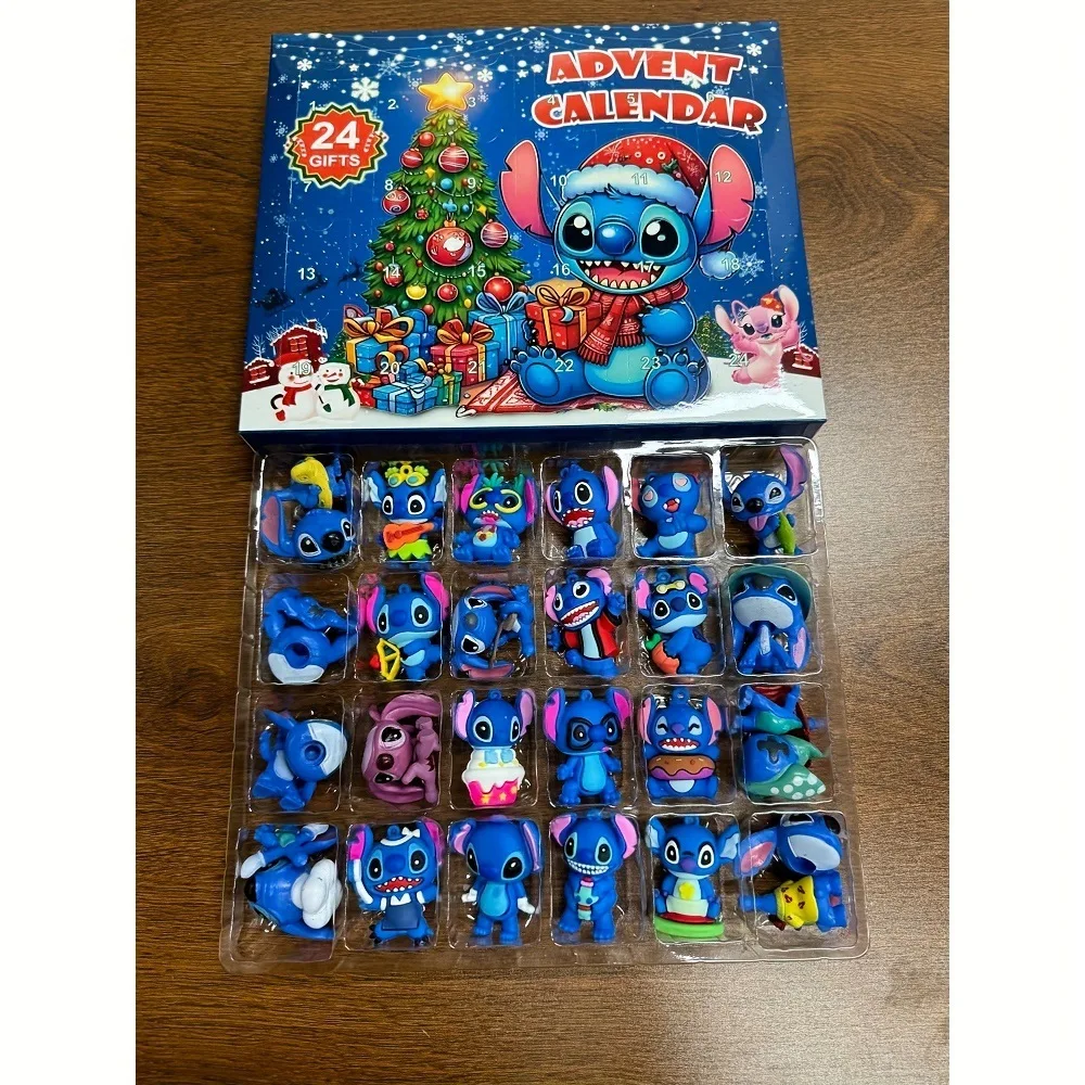 Caja ciega con calendario de Adviento de Navidad 2025, regalos para niños de dibujos animados de Mickey Minnie de Disney "Lilo y Stitch", 24 muñecas aleatorias