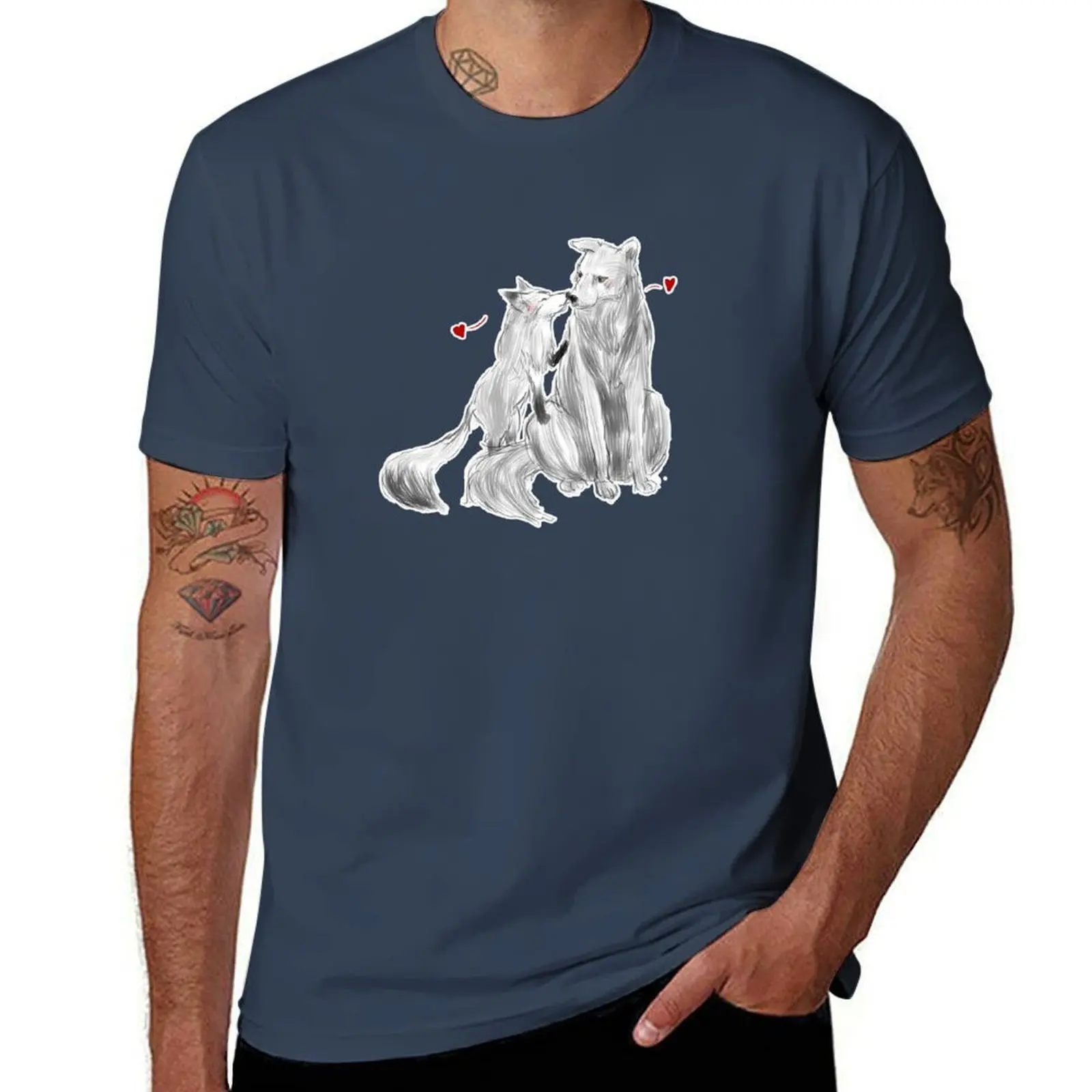 

Wolf and fox Sterek Print T-Shirt t shirts cotton 100% man t shirt designer T-Shirt