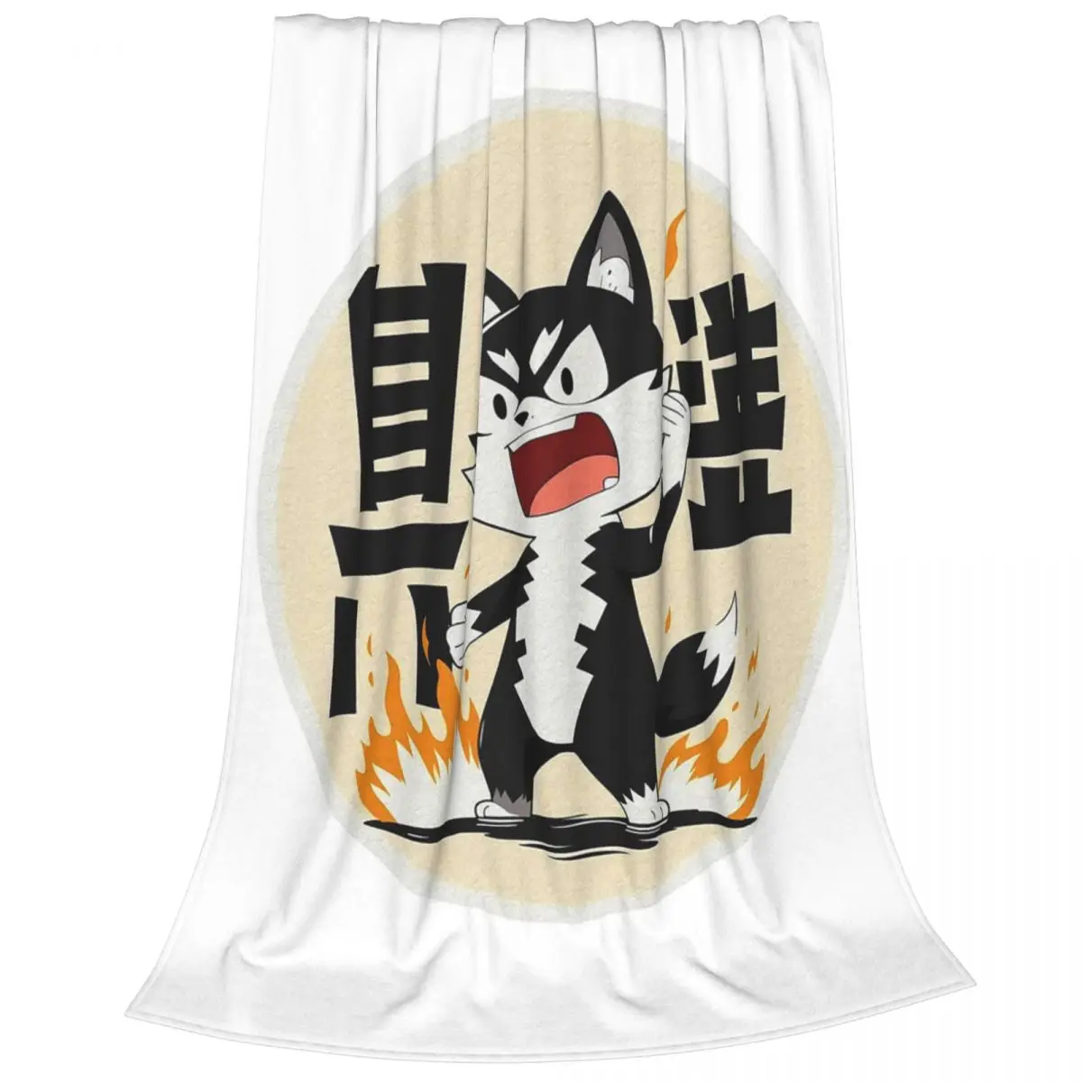 Fiery Anime Wolf Character Japanese Cartoon Art Blankets Fleece Sofa Throw Blankets For Home Bedroom Throws Bedspread Quilt