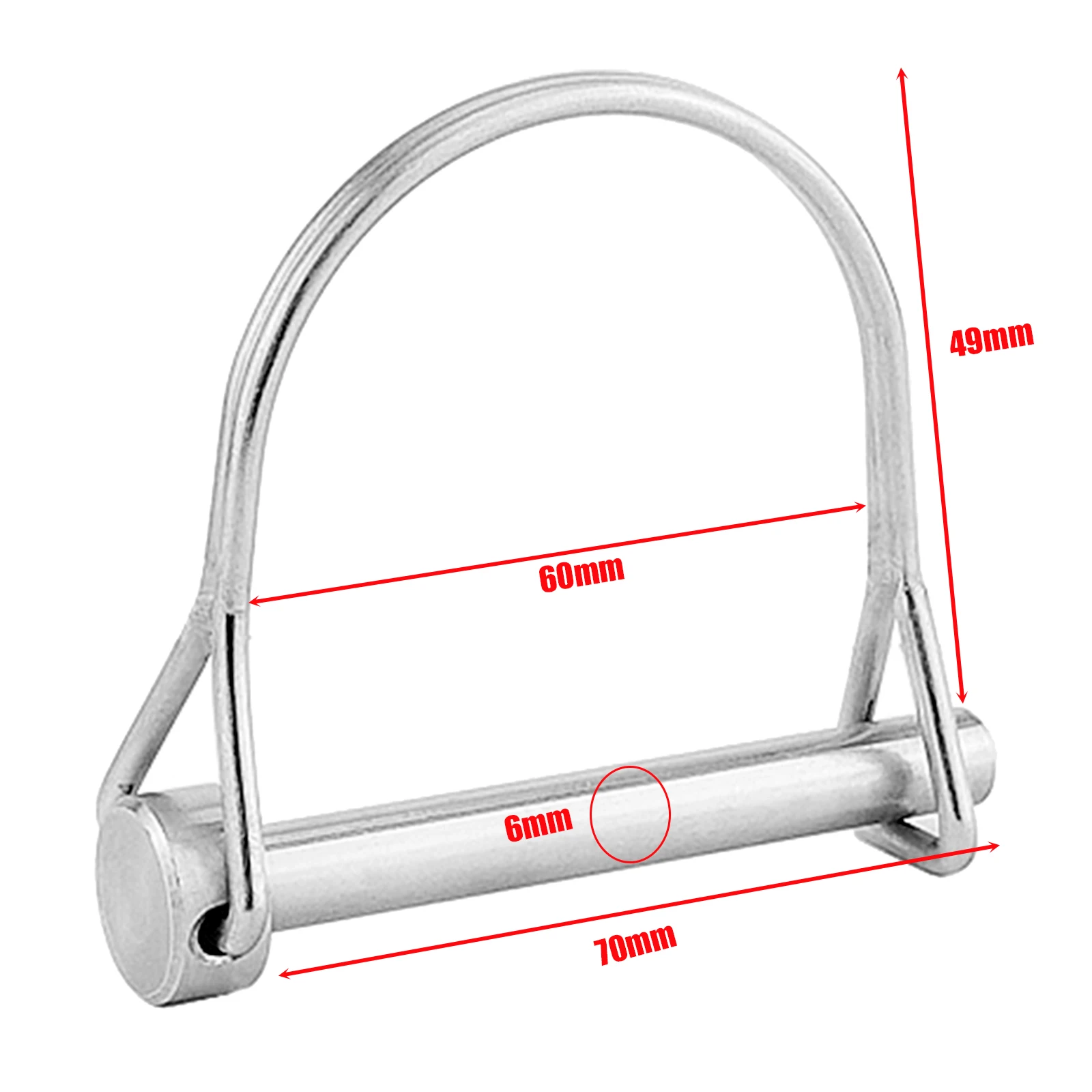 Szybkozłączka do przyczepy Blokada zatrzasku bezpieczeństwa 1/4" 6mm Dia x 50mm 70mm D Pierścień Okrągły Łuk Hak holowniczy Łódź Rower Części samochodowe