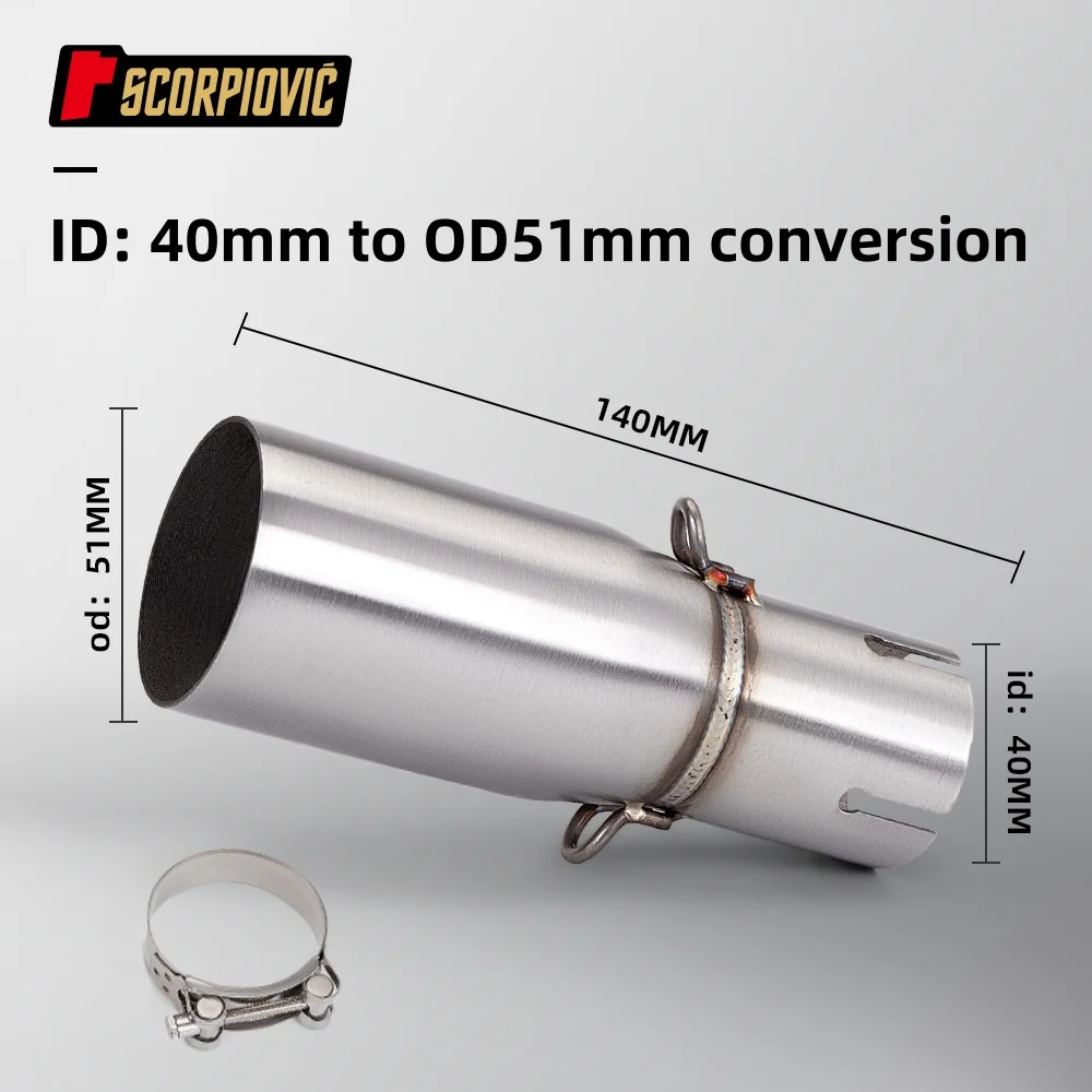 28 32 38 45mm Adapter 51mm Auspuffabschnitt Zerstörungsfreie Installation Motorrad Auspuffrohr Modifikation Auspuff Mittelteil