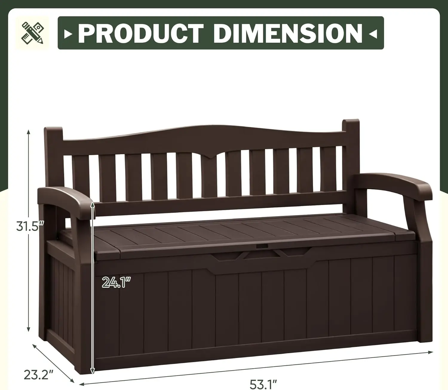 80 Gallon Storage Bench Outdoor Indoor, Durable All-Weather Seating with Hidden Storage, Lockable Deck Box for Garden, Patio