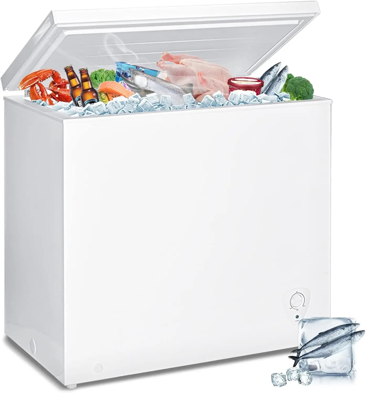 Freezer 5 Cu.Ft. Deep Freezer, Quiet Compact Freezer with Adjustable Thermostat Control and Removable Wire Basket, for Apa