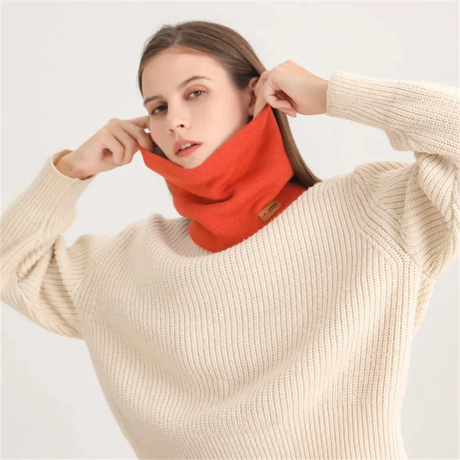 1pcs Soft Fleece Lined Thick Knitted Loop Scarf for Men and Women Winter Warm Soft Neck Warmer Circle Scarf Neckband