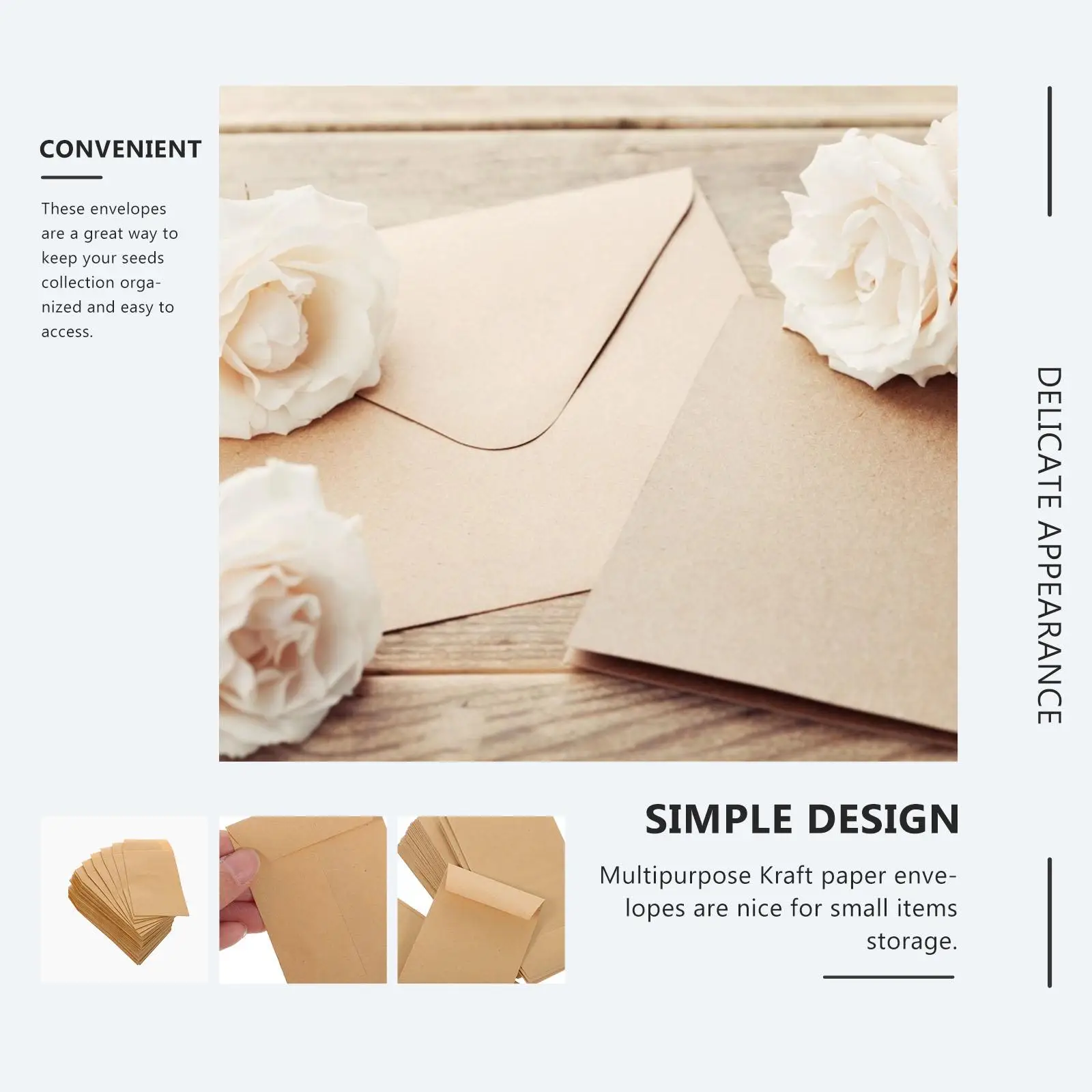 100 Pcs Seed Envelopes 3 54 x 2 36 Inch Adhesive Kraft Paper Small Envelopes for Seeds Stamps Term Use ganizing