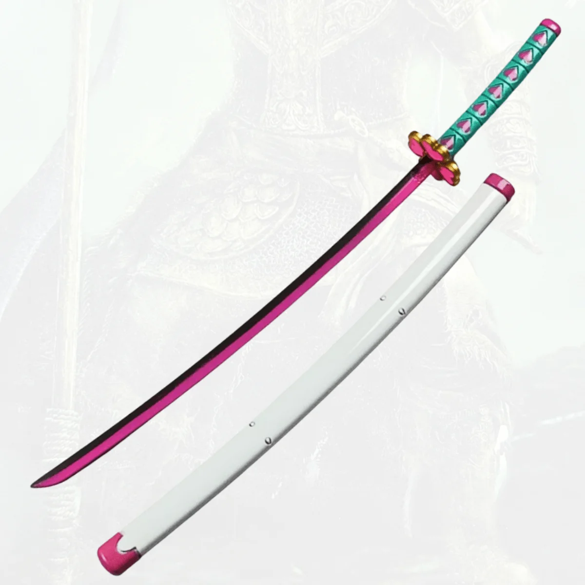 

9,8-дюймовый убийца демонов Kanroji Mitsuri металлический меч катаны оригинальная самурайская сабля ниндзя нож аксессуары для косплея реквизит игрушка