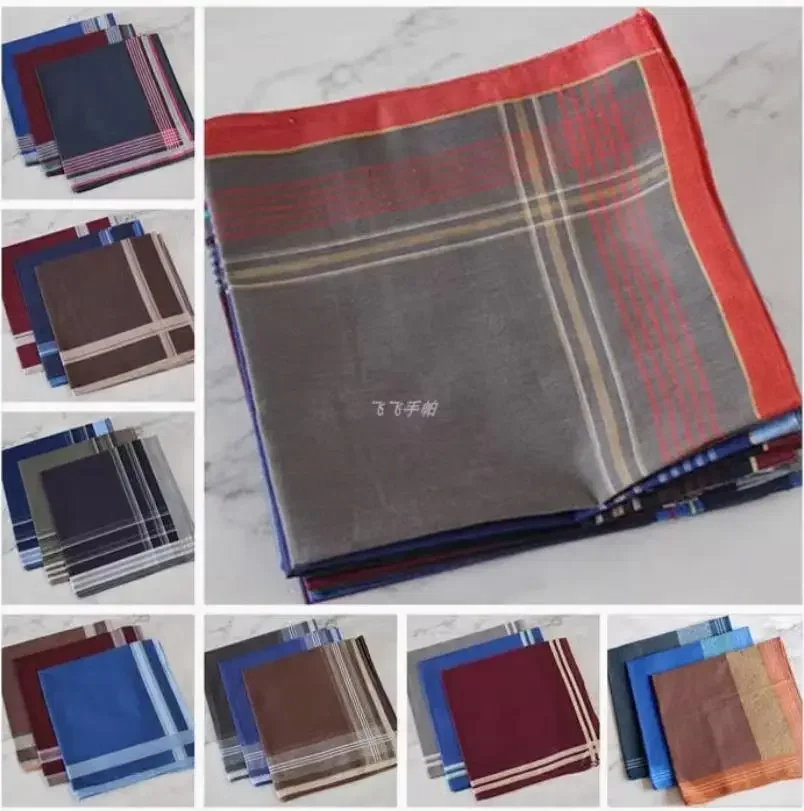 38x38cm，Japanese men's  pure cotton dark checkered series handkerchief/handkerchief, large handkerchief