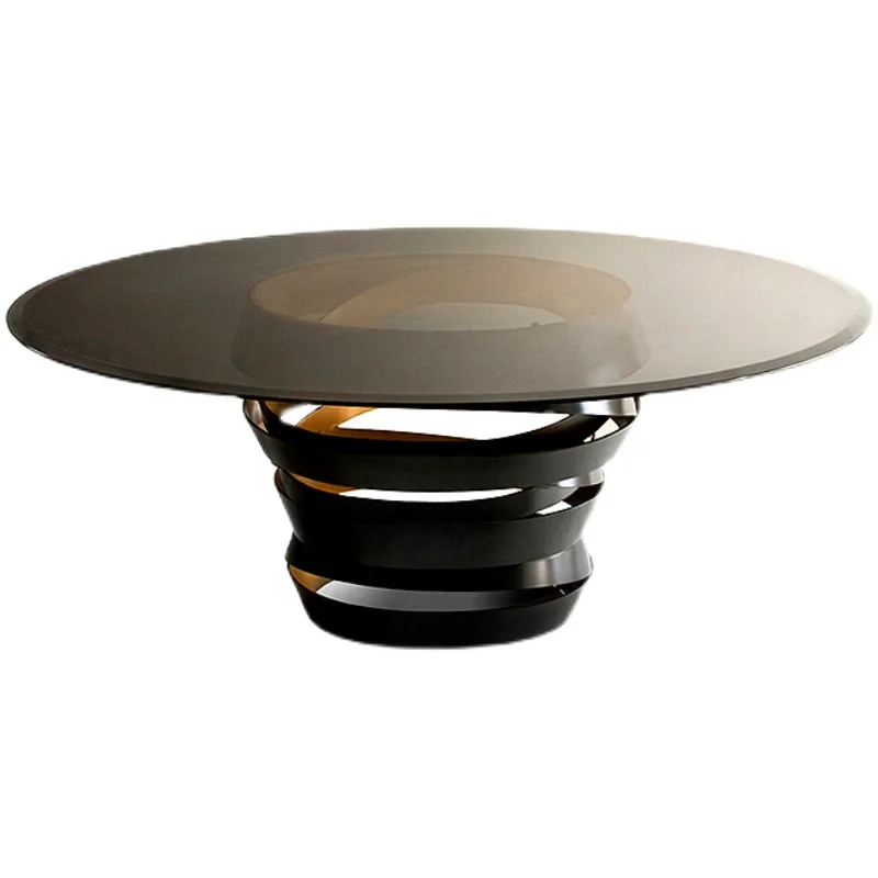 

Элитный круглый стол нестандартной формы для гостиной, для небольшой квартиры, высококачественный переговорный стол, обеденный стол из нержавеющей стали, легкий.