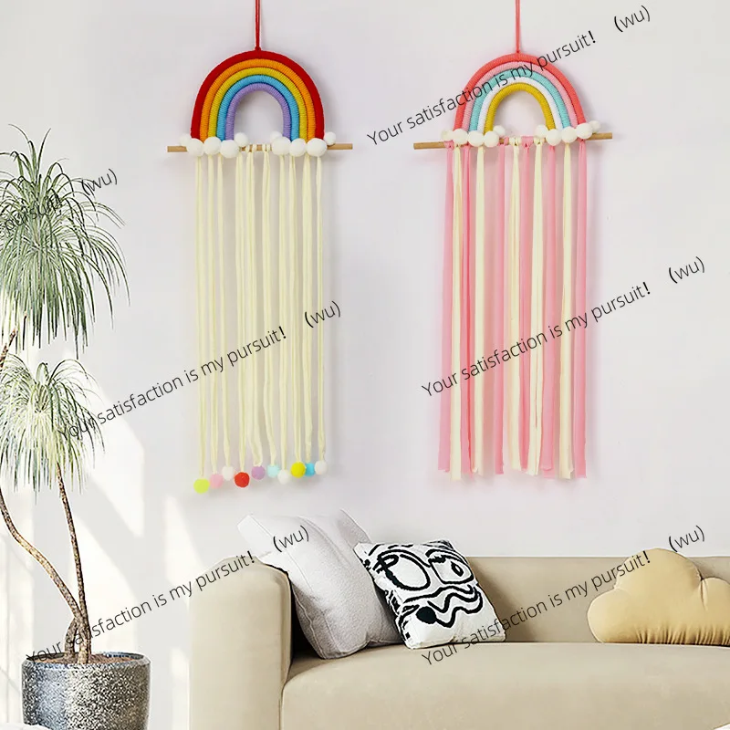 Hand-woven rainbow tapestries, bed and breakfast fringed decoration, bedroom living room tapestry hanging cloth, tapestries