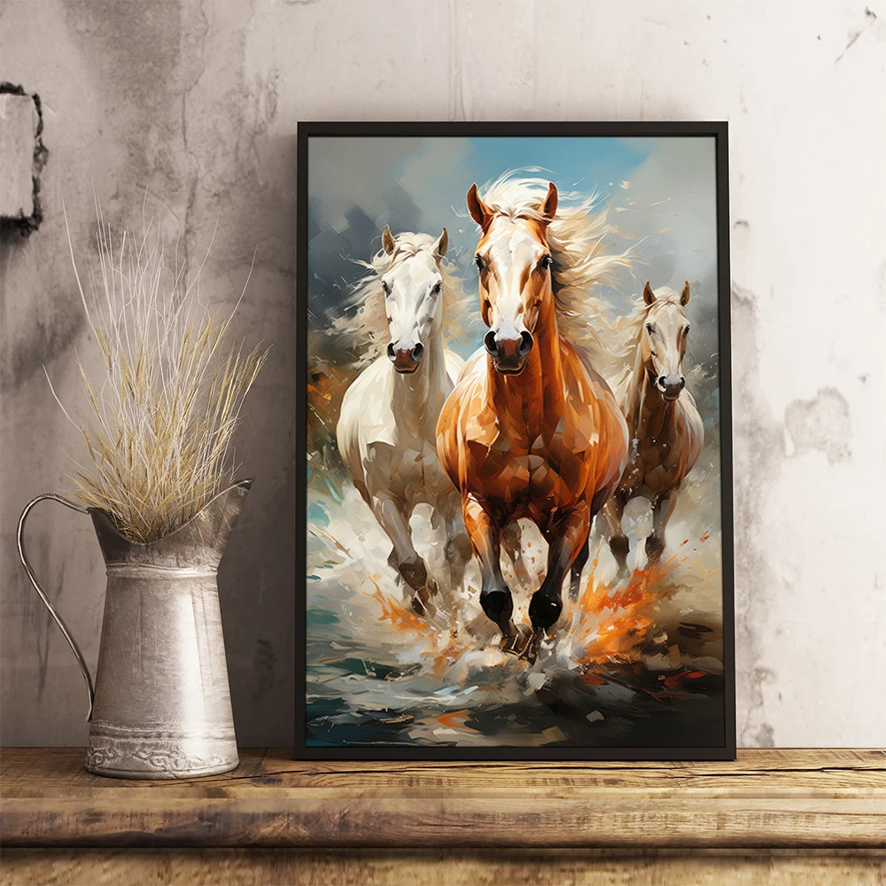 Running Horses Canvas Painting Wall Art Poster Canvas Printed Picture Home Decor Items Illustration
