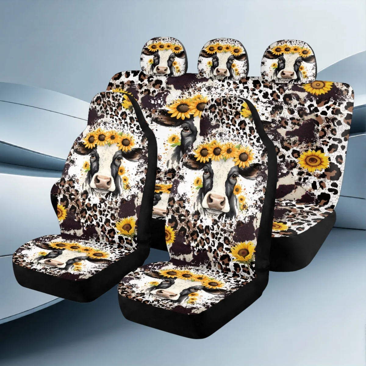 Cow Designed Car Seat Cover Set Fashion Novel High Quality Universal Car Interior Seat Cover 5 Seat Version Includes 2 Front Sea