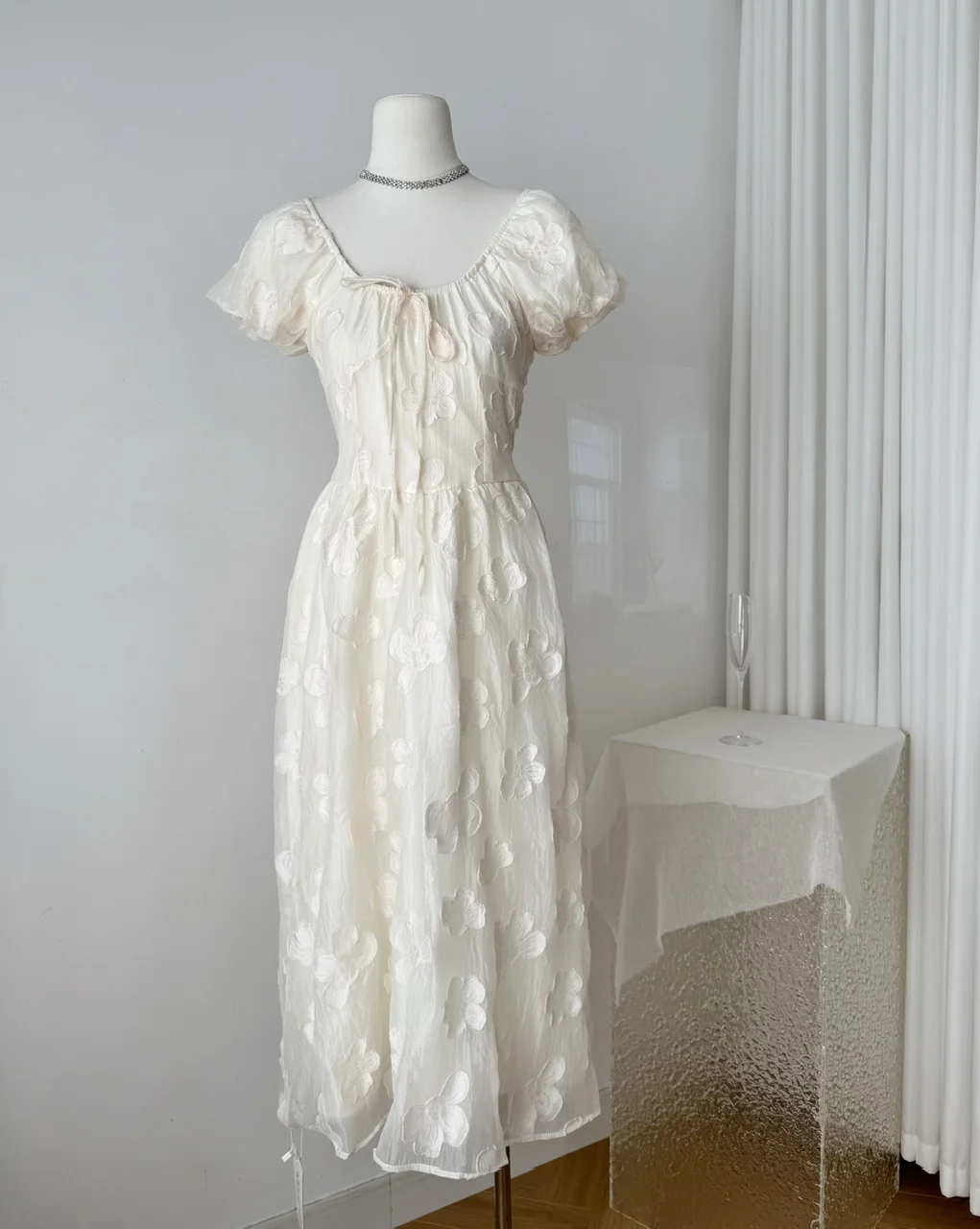 2024 французское чайное платье с жаккардовым цветочным принтом и пышными рукавами и запахом на талии, элегантное трапециевидное платье миди в стиле Cottagecore Bridgerton, 3 дня Ex f1133