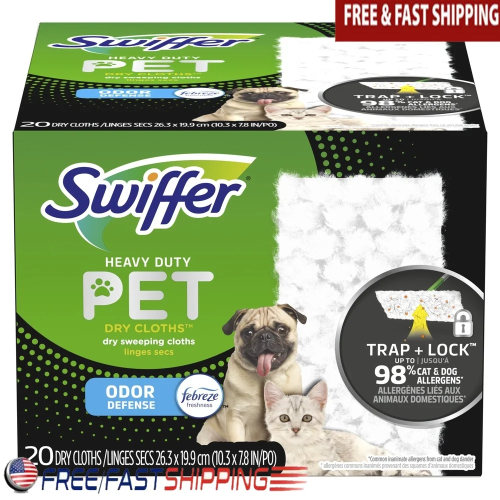 

Heavy Duty Dry Multi-Surface Cloth Refills 20 Count Floor Cleaner Pet Hair Dirt Trapping Scrubbing Strip All Floor Types