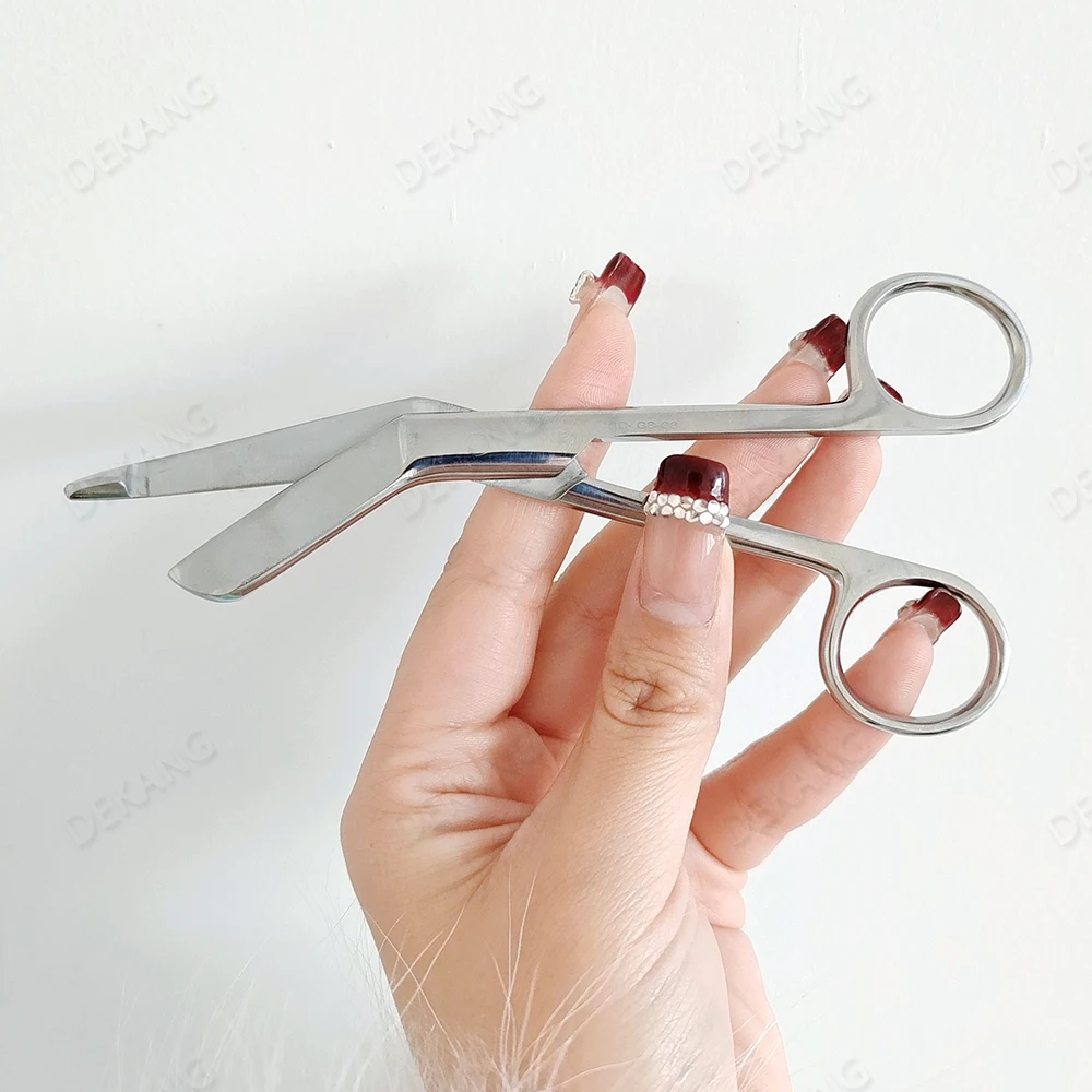 Tesoura de bolso de aço inoxidável, 14 cm de comprimento, tesoura para curativo e cabo de bandagem de gesso