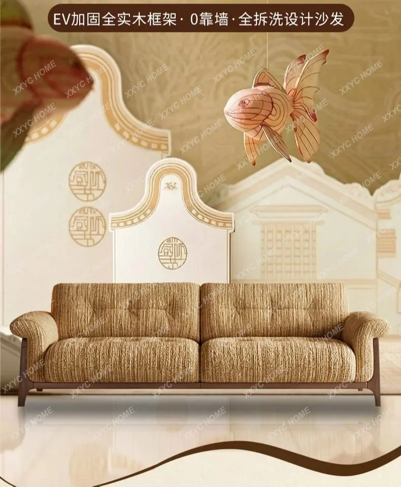 retro fabric sofa, antique small apartment in the living room, sub-cotton and linen sofa can be disassembled and washed