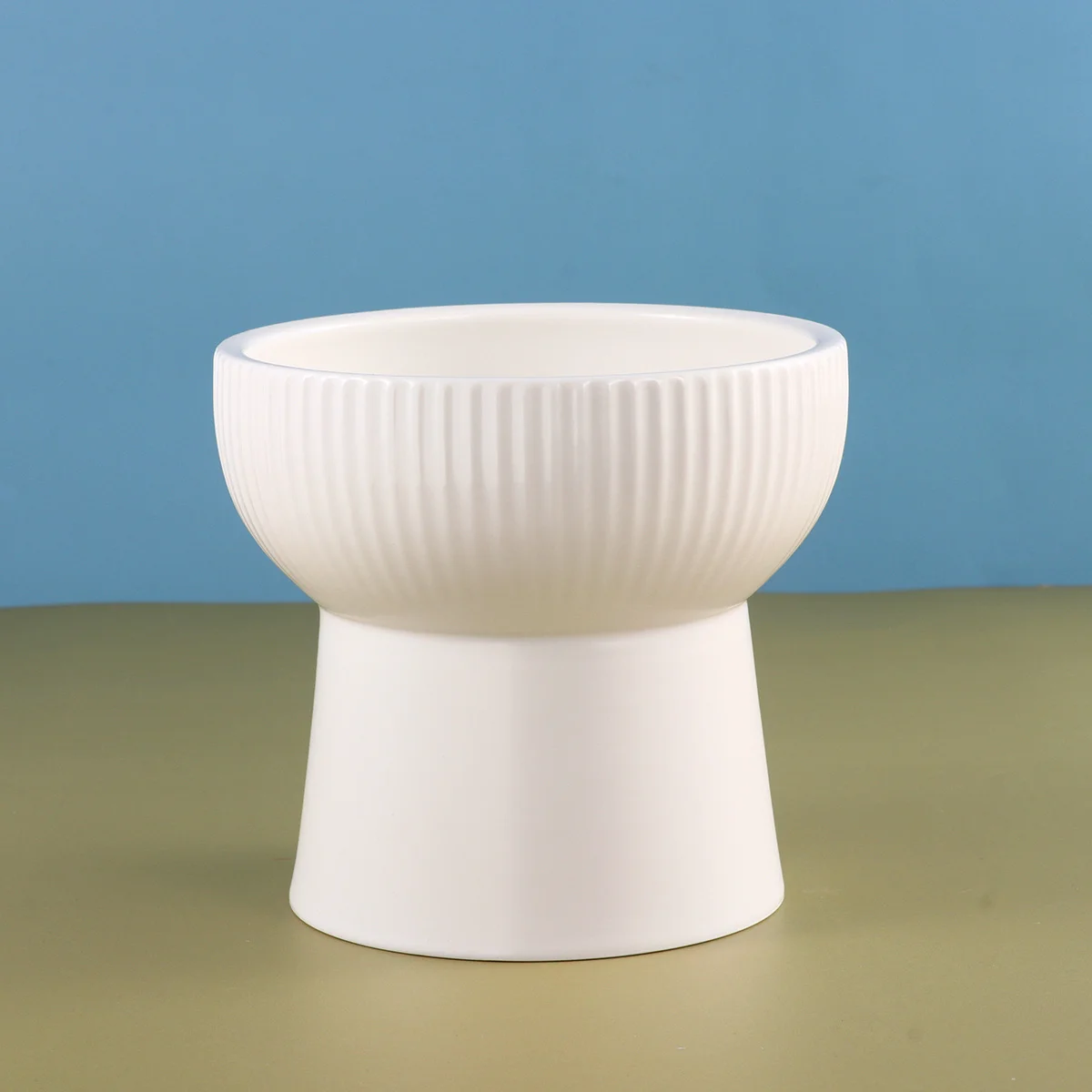 

1pc Ceramic Pet Bowl High Feet Feeding Container For Cat Dog Food Water Dish Lightweight Durable Eco-Friendly Pet Feeder