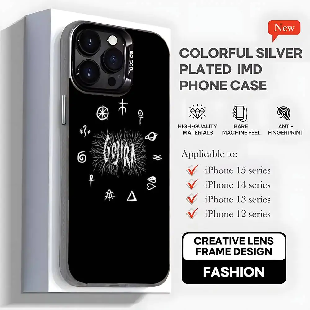 حافظة هاتف Band G-GojiraS Mea Culpa لهاتف iPhone17,16,15,14,13,12,11,Mini,Pro,MAX,plus,غطاء أسود غير لامع مقاوم للصدمات