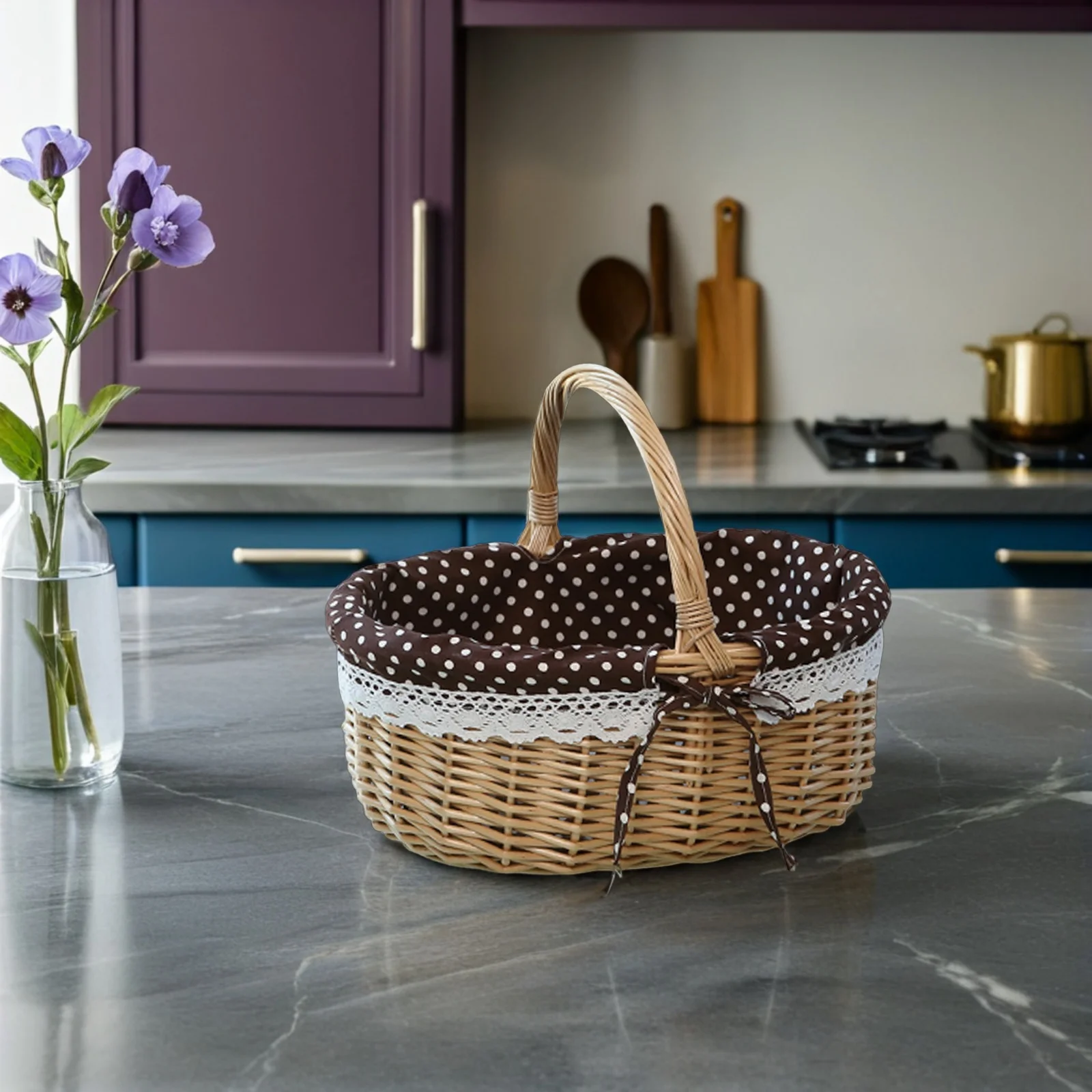 

Fruit Basket Wicker Food Storage Basket Kitchen Organization Container for Chips Dinner Rolls Picnic Harvest Use S Coffee Fabric