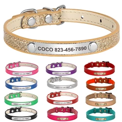 Collare per cuccioli di cane in pelle personalizzato Bling nome personalizzato collari per gattini accessori per animali domestici per cani di piccola taglia Chihuahua Yorkie