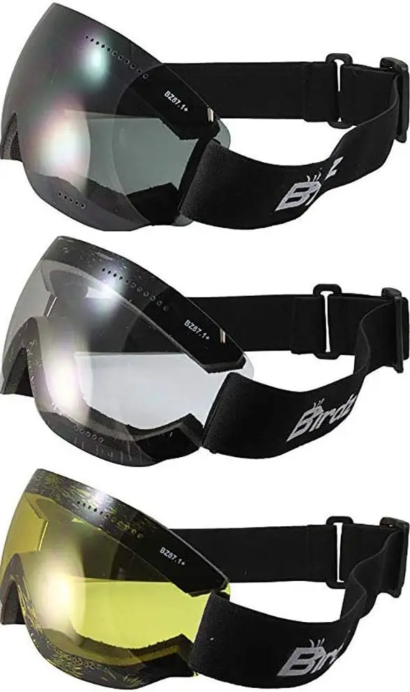 

Snowboarding Skydiving Motorcycle Riding Goggles 3 Pairs Black Frames with Clear Smoke Yellow Lenses