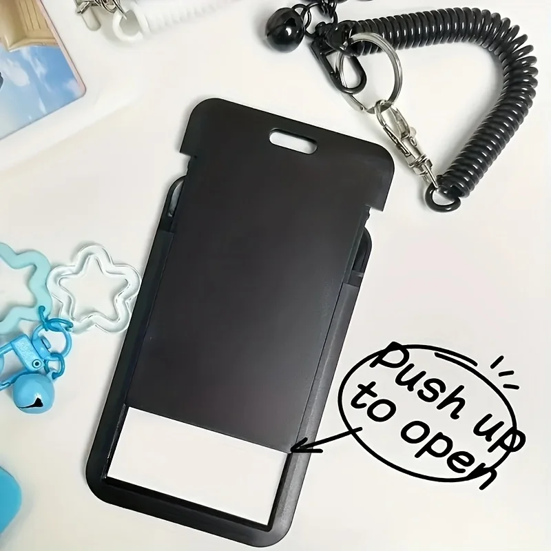 Gantungan Kunci Tempat Kartu Dapat Ditarik Liontin Bintang Pola Kartun Lucu Klip Logam Plastik Tahan Lama Cincin Terbuka Kompak Fungsional