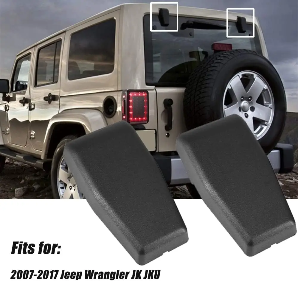 2PCS Black Rear Window Hinge Cover Liftgate Glass Hinge Cover Left Hinge Covers Trim fit for Jeep Wrangler JK JKU 2007-2018