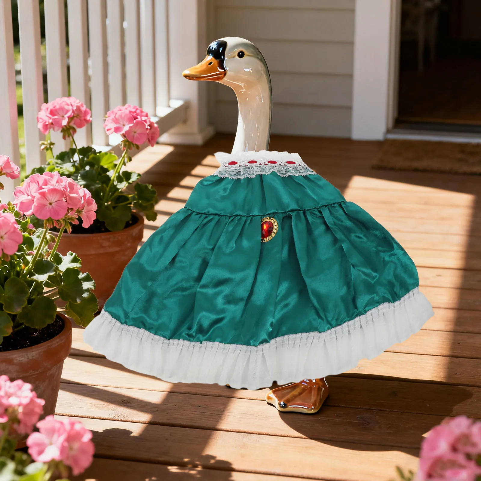 

1 Set Holiday Costume 23 Inch Christmas Themed Outdoor Porch Decor Accessories Santa Goose Outfit For Lawn Statues Porch Goose