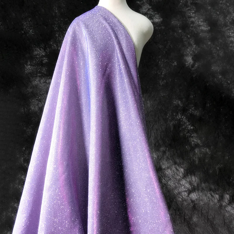 

Iridescent Shimmer Elastic Sequin Fabric Gradient Stretch Material for Evening Party Dress Performance Clothing DIY Sewing