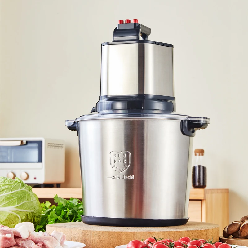 12L High Efficiency Electric Manual Commercial & Household Stainless Steel Meat Grinder Slicer Mincer Low-Noise Portable