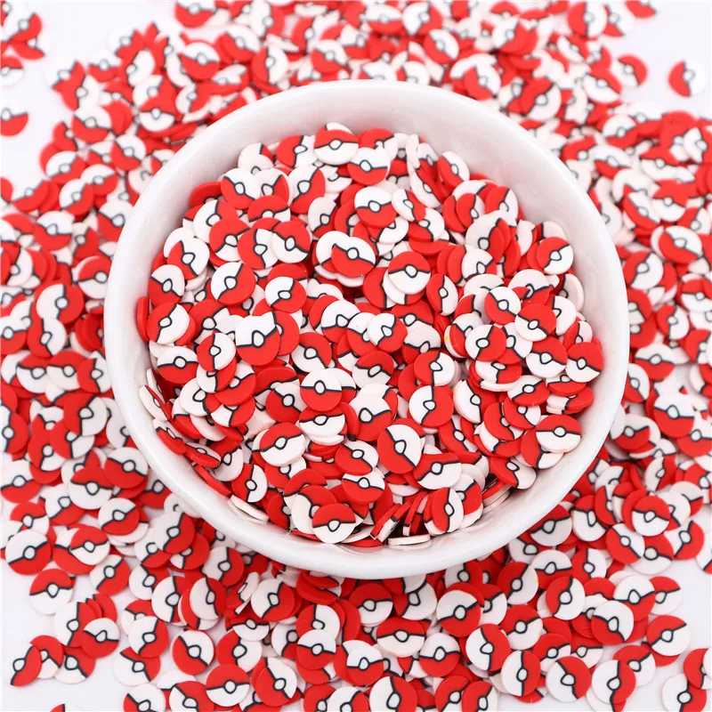 50g Red And White Ball Polymer Clay  DIY Resin Shaker Jewelry Soft Clay Slices Sprinkles for Slime Filling and Nail Art Crafts