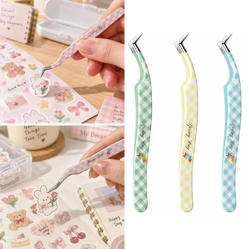 Stainless Steel Precision Tweezers Anti-static Cartoon Pattern False Eyelash Tweezers High Precision Universal Grip
