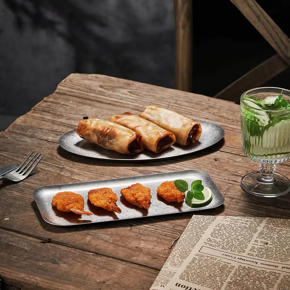 Vintage Distressed American-Style Solid Color Flat Plate, Western-Style Shallow Plate, Afternoon Tea Dessert Plate, High-End Tableware, Creative Industrial Style 1/2Pcs