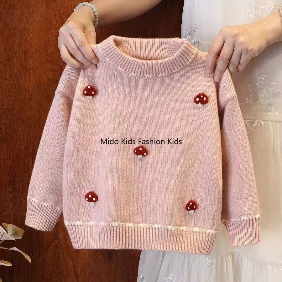 Girls' Knitted Sweater  Winter New Arrival: Thickened Knitwear Children's Fashionable Stylish Thick Inner Layer Base Layer Top