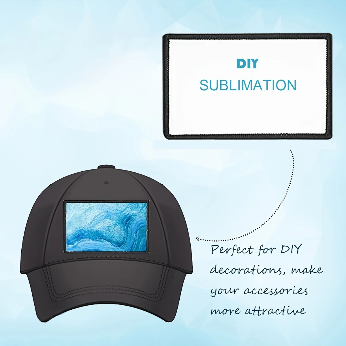 Sublimation Fabric Patches, Iron-On Design Blanks for Personalizing Apparel, Bags, and Hats