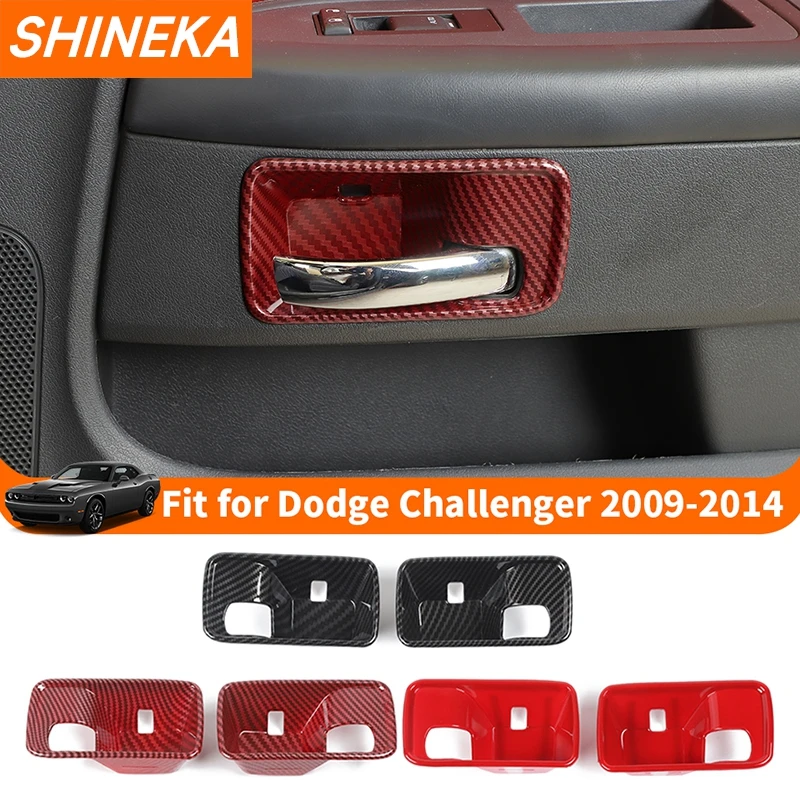 SHINEKA ABS Car Inner Door Handle Bowl Decoration Cover For Dodge Challenger 2009 2010 2011 2012 2013 2014 Interior Accessories