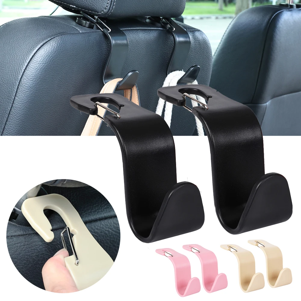 Car Seat Headrest Hook with Metal Latch Storage Hanger for Handbag Purse Coat Groceries