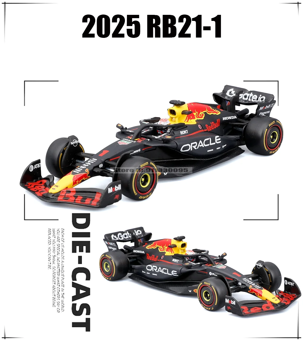 Bburago 1:43 2025 F1 Red Bull RB21 # 1 Verstappen # 22 Yuki Tsunoda SF25 W16 MCL39 A525 Legierungsauto Druckguss-Modell Spielzeug Sammlerstück – Detail 2