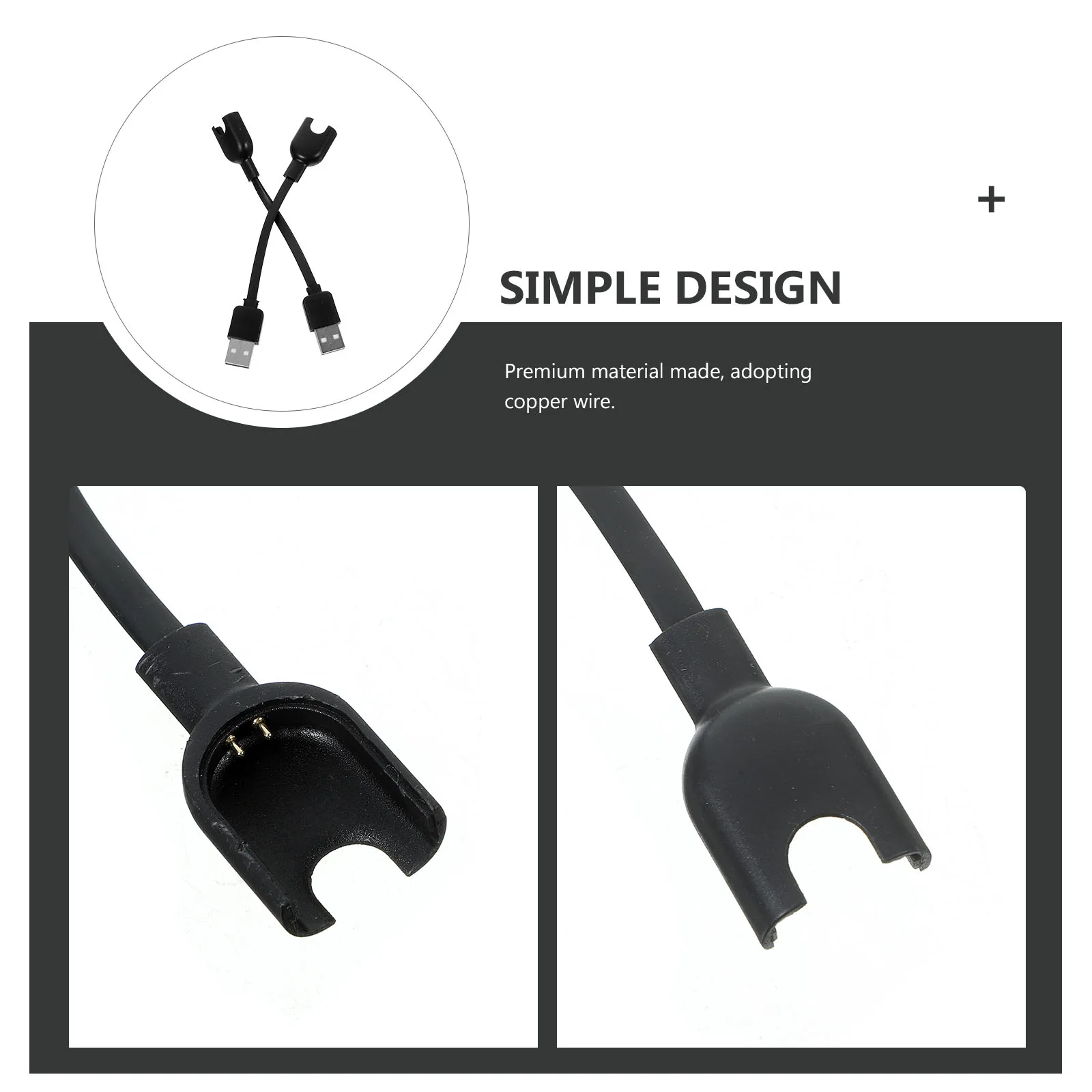 

2pcs Usb Charging Cable For 3 Fast Charge Copper Wire No Heating Data Transfer Cord Smart Bracelet Cable