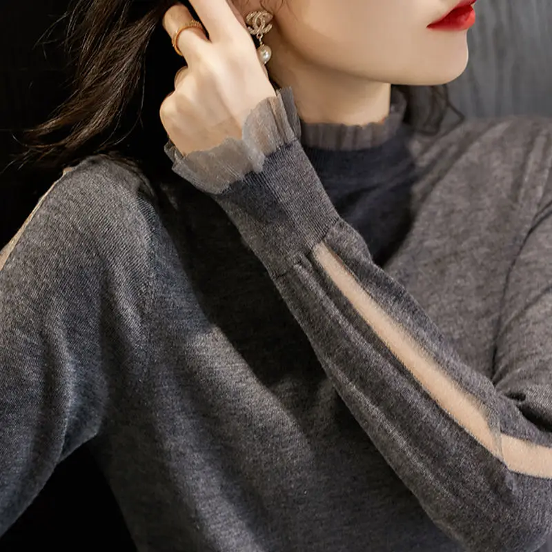 

Korean Style Sweater Women Pullover Casual Stringy Selvedge Long Sleeve Knitting Sweater Female Jumpers Solid Basic Sweater J50