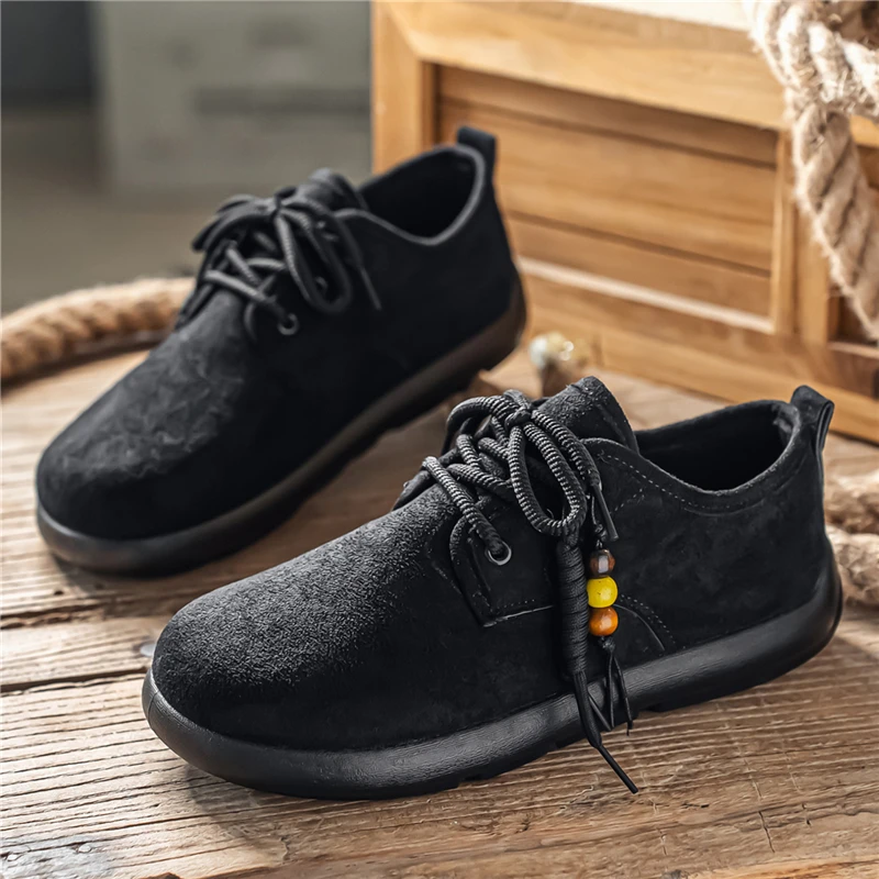 

Мужские сандалии-лоферы в стиле ретро с бусинами, осенняя новинка, повседневные, без застежки, в корейском стиле, с бархатной поверхностью, на высоком каблуке