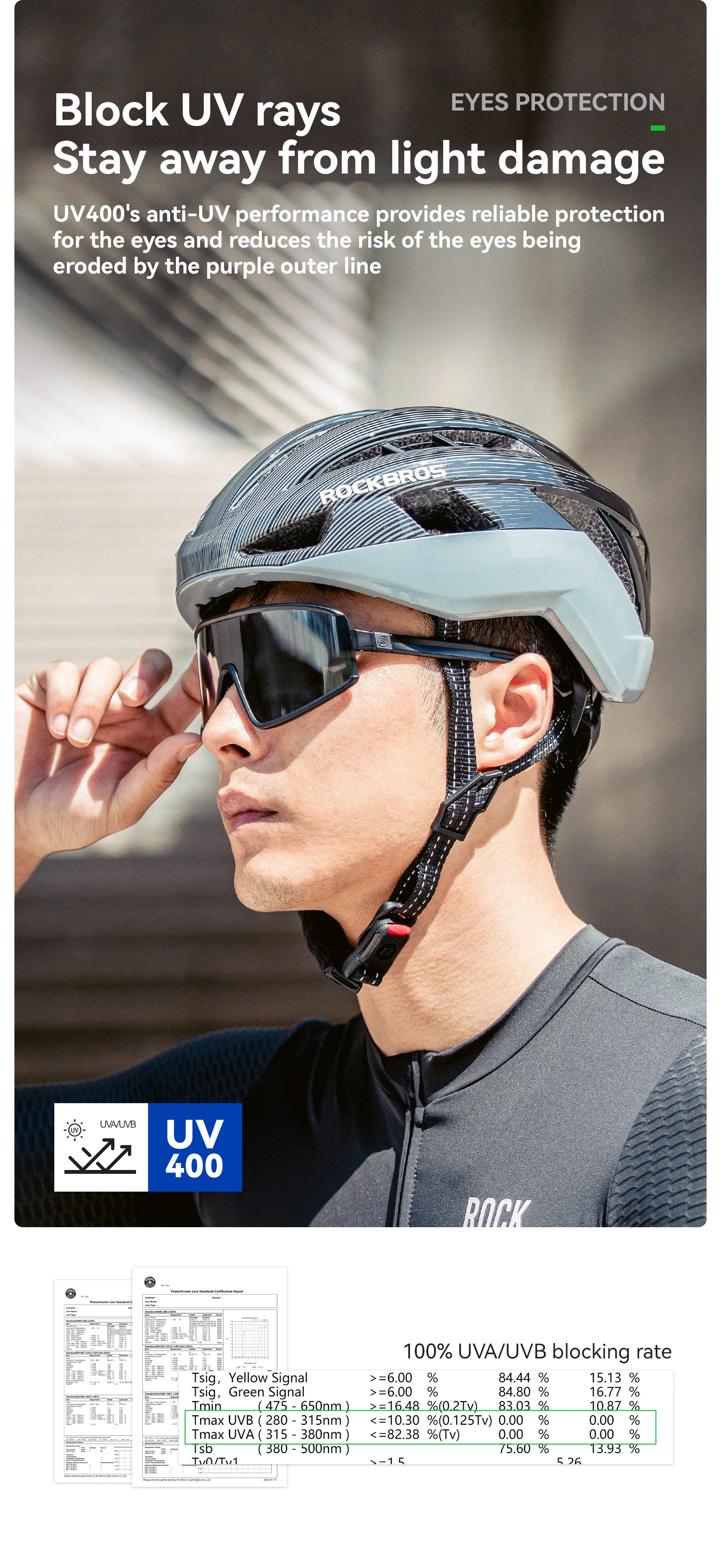 ROCKBROS Radfahrbrille Leichtgewicht Photochromatisch Polarisierte Fahrradbrille Antibeschlag UV400 Sonnenschutz Sonnenbrille für Im Freien Sports – Detail 7