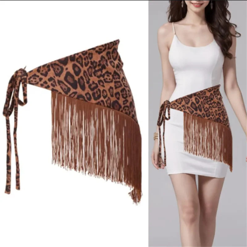 Fringed Retro Waistband Ladies Rad Belt Corset  Leopard Print Decoration Spicy Girl Belt Scarf Streetwear Accessories Waist Seal