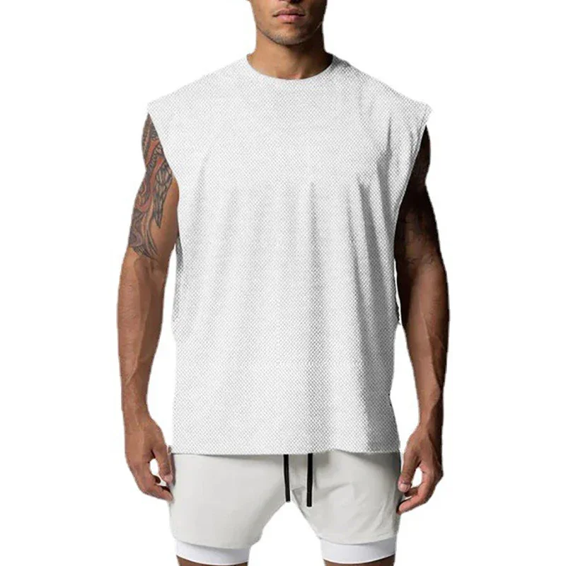 Open Side Mesh Gym Tank Top Mens Workout Sleeveless Sportswear Shirt Muscle Stringer Clothing Bodybuilding Singlets Fitness Vest
