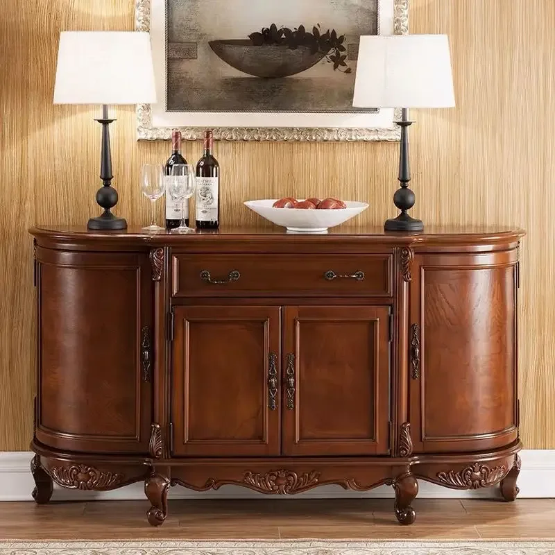 Door screen cabinet European style living room wall storage TV cabinet dining room tea and dining side cabinet
