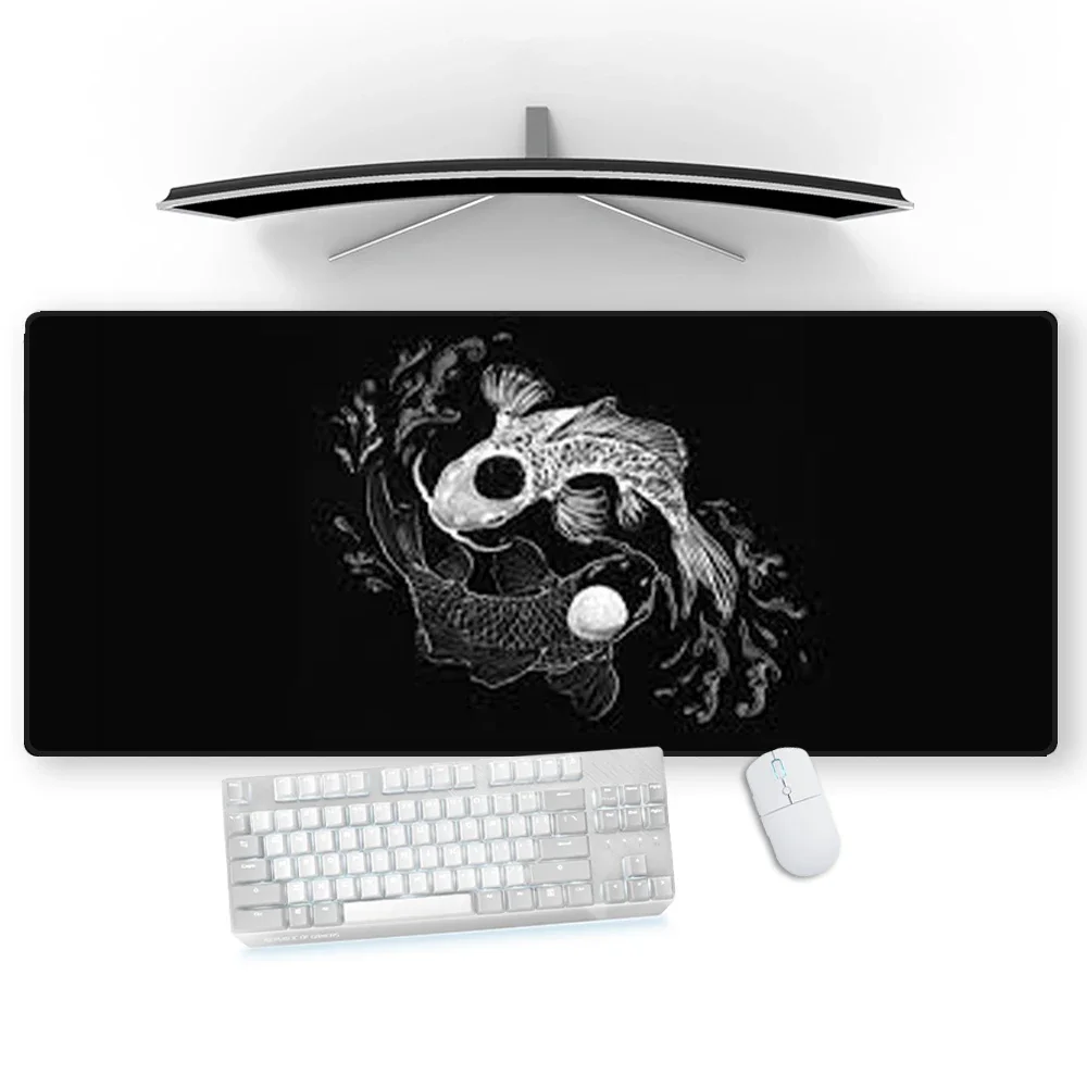 

Black and White Mouse Pad Huge Desk Mat 120x60 Koi Desk Accessories Office Carpet 100x60cm Xxxxl Desktop 900x400 Gamer Mause Pad