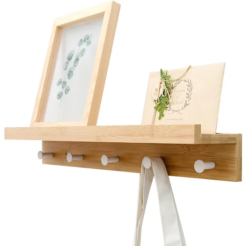 Creative one-line partition wall hanging wall bamboo hook storage shelf wall shelf storage