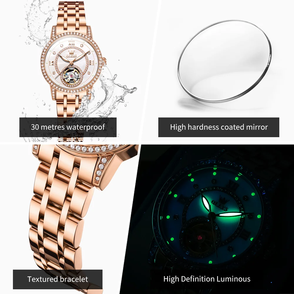 OLEVS Luxury Skeleton Automatic Mechanical Watch for Women Best Selling High Quality Original Fashion Trend New Lady Wrist Watch