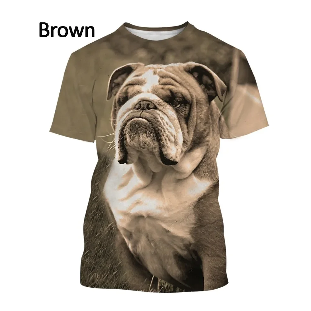 

New Summer Casual Round Neck Men's Women's Children's Bulldog Printed Short Sleeve 3d Sports Breathable Lightweight T-shirt